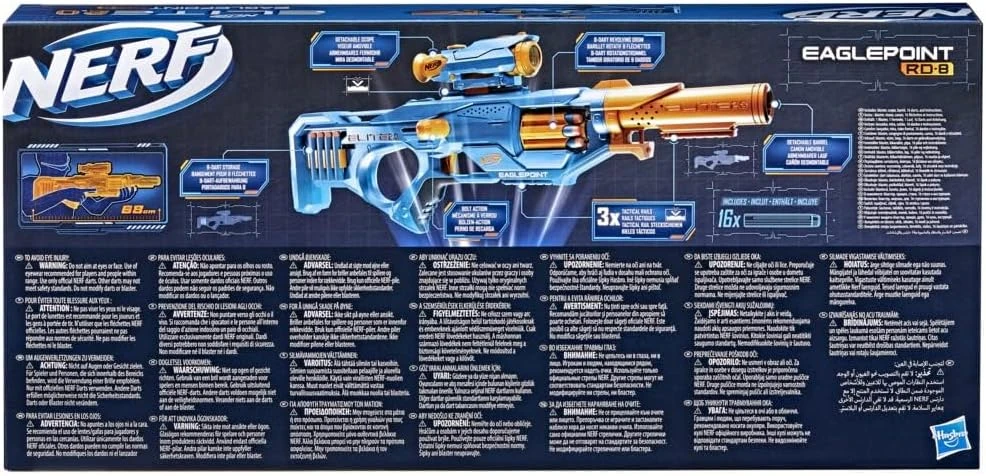 Nerf Elite 2.0 Eaglepoint RD-8 Toy Blaster, With Detachable Scope and Barrel, 16 Nerf Darts, Toy for Kids,Teens and